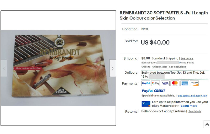 Ebay listing rembrandt pastels